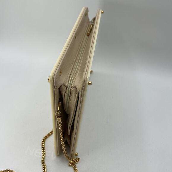 Vintage Meyers Cream Ivory Lucite Clutch Purse Gold Chain 9.25" 1970s - Picture 6 of 9